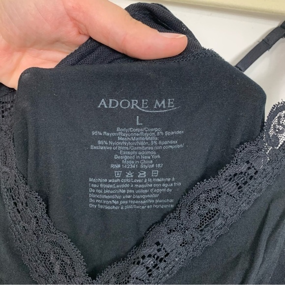 Adore Me Minerva Mesh Chemise Slip Black Size Large - Picture 2 of 8
